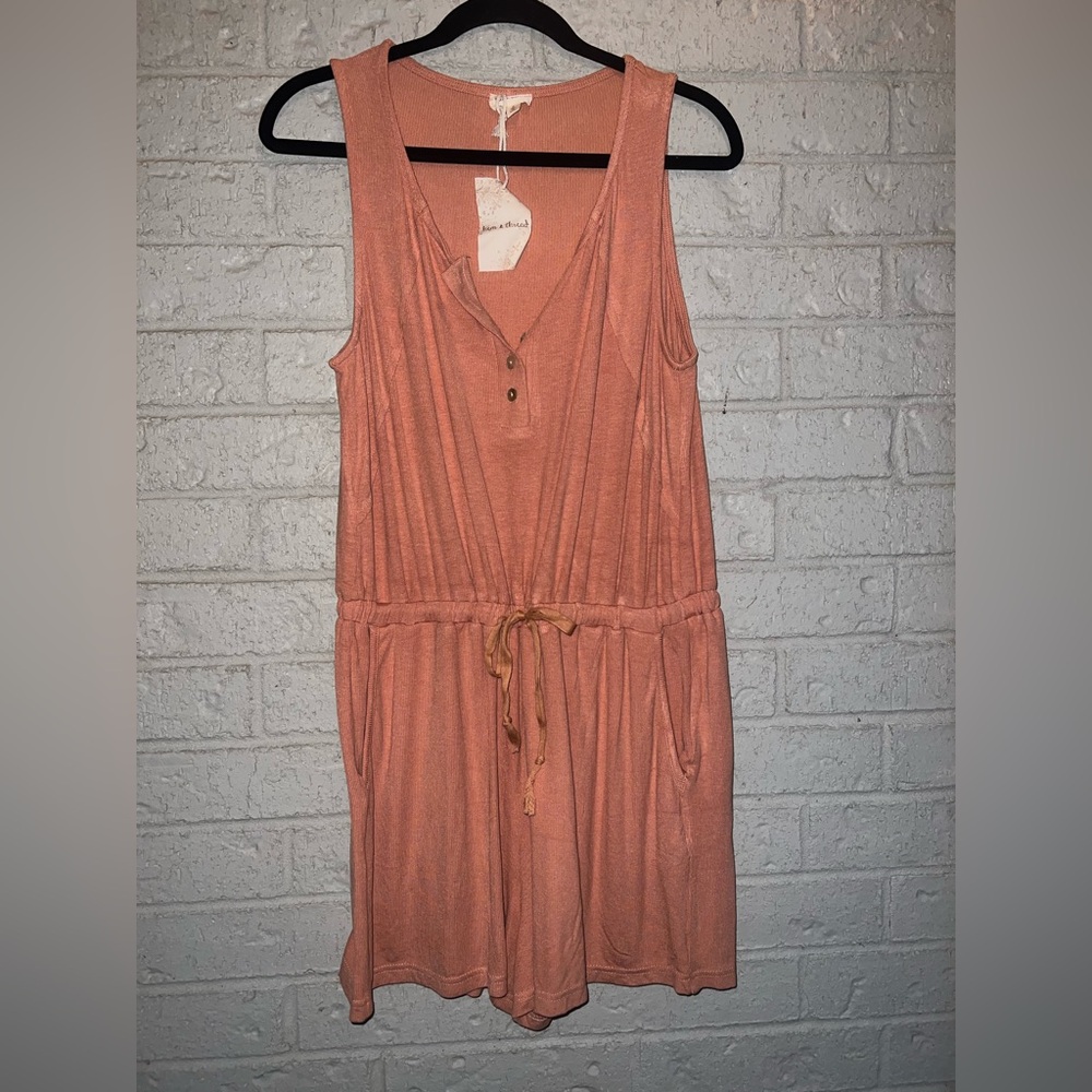Hem & thread romper in terracotta in size large